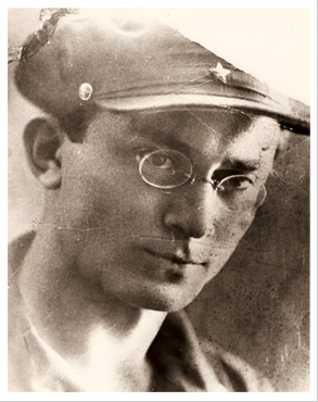 Mark Lvovich Babad — uniform cap with red star, round eyeglasses